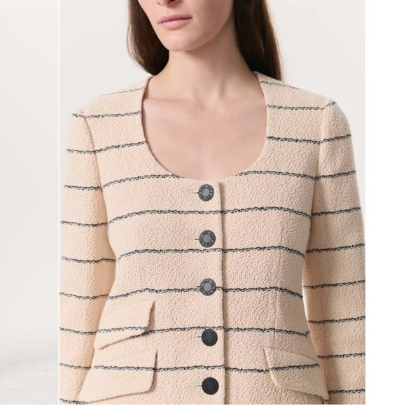 NWT rag & bone Roslyn Cotton Tweed Scoop-Neck Blazer Jacket - Picture 5 of 9